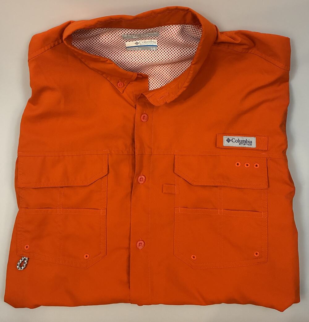 Columbia PFG Blood 'N Guts Utility Long Sleeve Fishing Shirt Mens Size L Orange